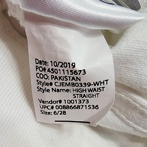 Ella Moss Jeans Womens 6/28 White High Waist Straight Leg Stretch Denim Ankle - Picture 8 of 13